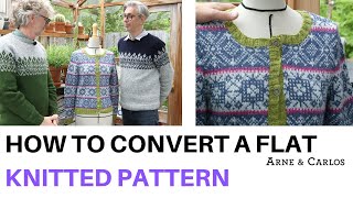 How to convert a pattern for a flat knitted garment into a knitted on the round  ARNE amp CARLOS [upl. by Jasik519]