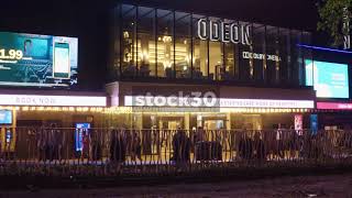 Odeon Luxe Cinema In Leicester Square London At Night UK [upl. by Ollehto573]