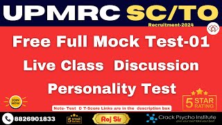 UPMRC SCTO Psycho I Free Full Mock01 Live Class  Explanation amp Discussion video I RDSO Pattern [upl. by Tailor803]