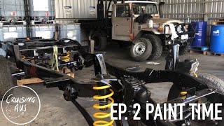 HJ47  80 Chassis Landcruiser Build  Ep2 Paint Chassis Install Diffs [upl. by Hgeilhsa]