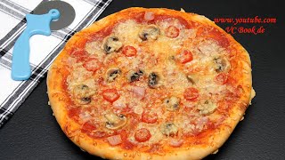 Pizza Speciale  Pizza mit Schinken Salami und Pilzen  Pizza Rezept [upl. by Gavriella]