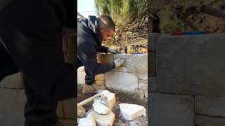 Stonemason building a sandstone wall canberra stonewalling masonry [upl. by Disharoon307]