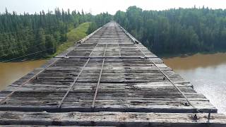 Abitibi River Train Bridge East  Cochrane Ontario  August 20 2017 [upl. by Yelsnik571]