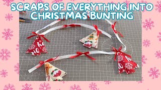 Turning scraps into Christmas decorations Holiday bunting from leftover fabric [upl. by Calore614]