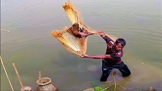 How to Throw Cast Net Perfectly in the River [upl. by Anilecram]