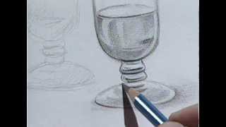 How to draw a wine glass 2  Cómo dibujar una copa de cristal 2 [upl. by Arik]