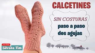 Como TEJER CALCETINES a dos Agujas Babuchas sin costura todos los talles [upl. by Lesna868]