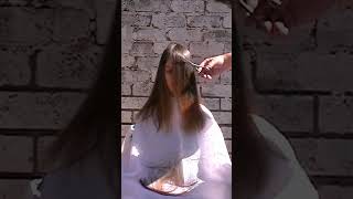 Young mother golden blond long hair cut short haircutforlonghair ladieshaircut haircut [upl. by Ateekram775]