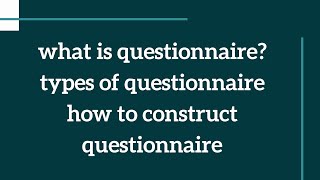 What is questionnaire in research Hindi Urdu  types and construction of questionnaire [upl. by Damiano]