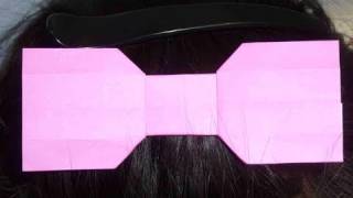 How to make Cute Pink Ribbon Origami Cinta リボン折り紙折り方 [upl. by Fedora]