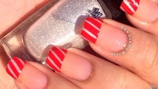 Candy Cane French Tip Nails by The Crafty Ninja [upl. by Akinna]