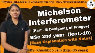 Michelson Interferometer Designing of Fringes lect 10  optics [upl. by Sabba]