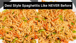 Desi Style Spaghetti  Easy Chicken and Vegetable Spaghettis Recipe [upl. by Iveson]