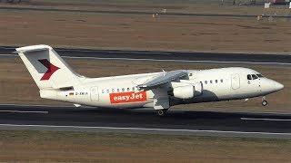 easyJet BAe 146200 DAWUE Close up Taxiing  Takeoff at Berlin Tegel Airport [upl. by Rosenkrantz]