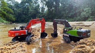 1 Days Job  RC Excavator Wltoys 16800 amp Huina 1593 Making Estuary [upl. by Sirovaj]