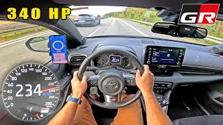 340HP Toyota GR Yaris meets Porsche Panamera on AUTOBAHN [upl. by Chesney]