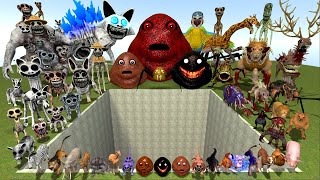 DESTROY POU BOU REVENGE VS ZOOCHOSIS VS ZOONOMALY VS INDIGO PARK in BIG HOLE Garrys Mod [upl. by Nattirb]