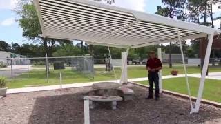 Freestanding  Retractable Awning shade structure Installable anywhere in a yard [upl. by Alleuqram544]