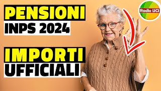 Aumento Pensioni 2024 rivalutazione Tabelle INPS Invalidità civile pensioni minime assegno sociale [upl. by Emmi564]