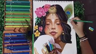 How to make morpankhPeacock feather using pencil colours  step by step tutorial ✨🦚🖌️art youtube [upl. by Uella]