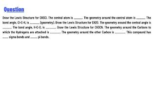 Draw the Lewis Structure for CH3Cl The central atom is [upl. by Marlee]