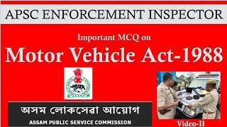 Motor Vehicle Act1988  MCQ  Enforcement Inspector  APSC  enforcementinspector apsc mcq jobs [upl. by Nac]