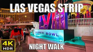 Las Vegas Strip Night Walk  February 2024 [upl. by Aniuqal817]