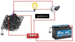 how to Connection 3 pin alternator  car alternator wiring diagram  3 pin alternator wiring diagram [upl. by Aloeda60]