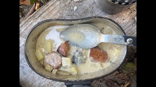 Mess Kit Canteen Potato soup cooked in a German Mess kit over a Alcohol stove [upl. by Sofer]