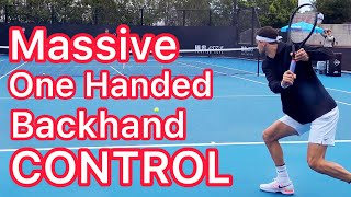 One Handed Backhand Tip For Massive Control Tennis Technique Explained [upl. by Yerak545]