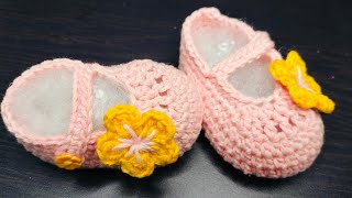 zapatos a crochet para bebe de 3 a 6 meses muy lindos fácil y rápido de tejer 🌸 [upl. by Stroup]