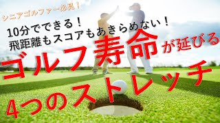 【シニアゴルファー向け】飛距離もスコアも諦めない！ゴルフ寿命をのばす4つのストレッチ【トータルゴルフフィットネス】【ストレッチ】 [upl. by Thorrlow]