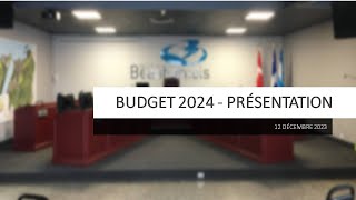 Ville de Beauharnois  Séance extraordinaire du 12 décembre 2023  BUDGET [upl. by Oilisab]