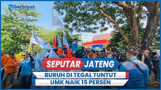 Ratusan Buruh di Tegal Demo Tuntut UMK 2024 Naik 15 Persen [upl. by Airotnes]