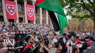 Hundreds of Graduates Walk Out of Harvard Commencement  WSJ News [upl. by Ekim409]