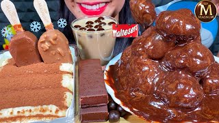 ASMR CHOCOLATE CAKE PROFITEROLE TIRAMISUMAGNUM ICE CREAM KINDER PINGUI MILK MASSIVE Eating Sounds [upl. by Resa243]