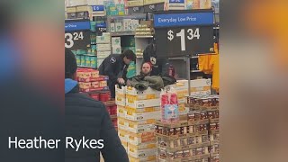 Video shows Rockford Walmart stabbing suspect surrender to security after murder [upl. by Bartie806]