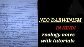 NEO DARWINISM IN HINDI neodarwanism modernsynthetictheoryofevolution geneticnotes zoologynotes [upl. by Ahsietal]