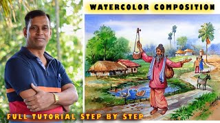 Watercolor Composition TutorialWatercolor Composition kese banayhow to drow Watercolor Composition [upl. by Nelyak374]