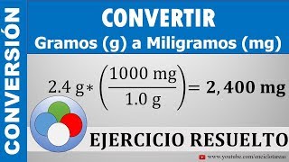 CONVERTIR DE GRAMOS g A MILIGRAMOS mg  g a mg [upl. by Nnylrebma]