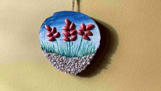 Diy spring craft decoration Wooden craft Pista shell craft fine rock craft wall hanging craft [upl. by Malca]