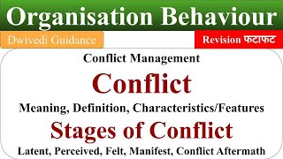 Conflict Meaning Stages of Conflict Latent Manifest Conflict Conflict management OB behaviour [upl. by Ayama368]