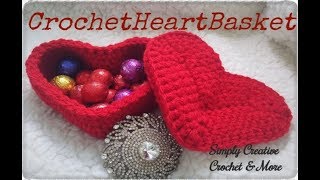 Crochet Heart Basket  DIY gift box [upl. by Peers532]