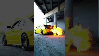 Dodge car Backfire 🔥🔥backfire firecar dodge dodgechallenger supercars firefighter viralshorts [upl. by Kerrison]