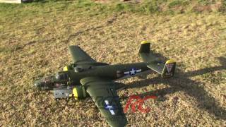 eRC HC Hobby RC B25 Mitchell with LED navigation lights retracts amp sequenced gear doors [upl. by Elleivap]