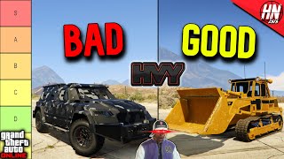 RANKING EVERY HVY VEHICLE In GTA Online [upl. by Nnhoj]