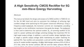 A High Sensitivity CMOS Rectifier for 5G mm Wave Energy Harvesting [upl. by Wehrle]