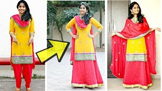 Convert Salwar to a Lehenga Skirt Make your own Lehenga Suit [upl. by Vevay]