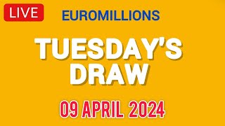 The National lottery Euromillions Draw Live Results From Tuesday 09 April 2024 [upl. by Noret64]