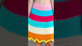 Simple crochet pattern Summer striped skirt crochet idea knitting striped lacydream [upl. by Currier]